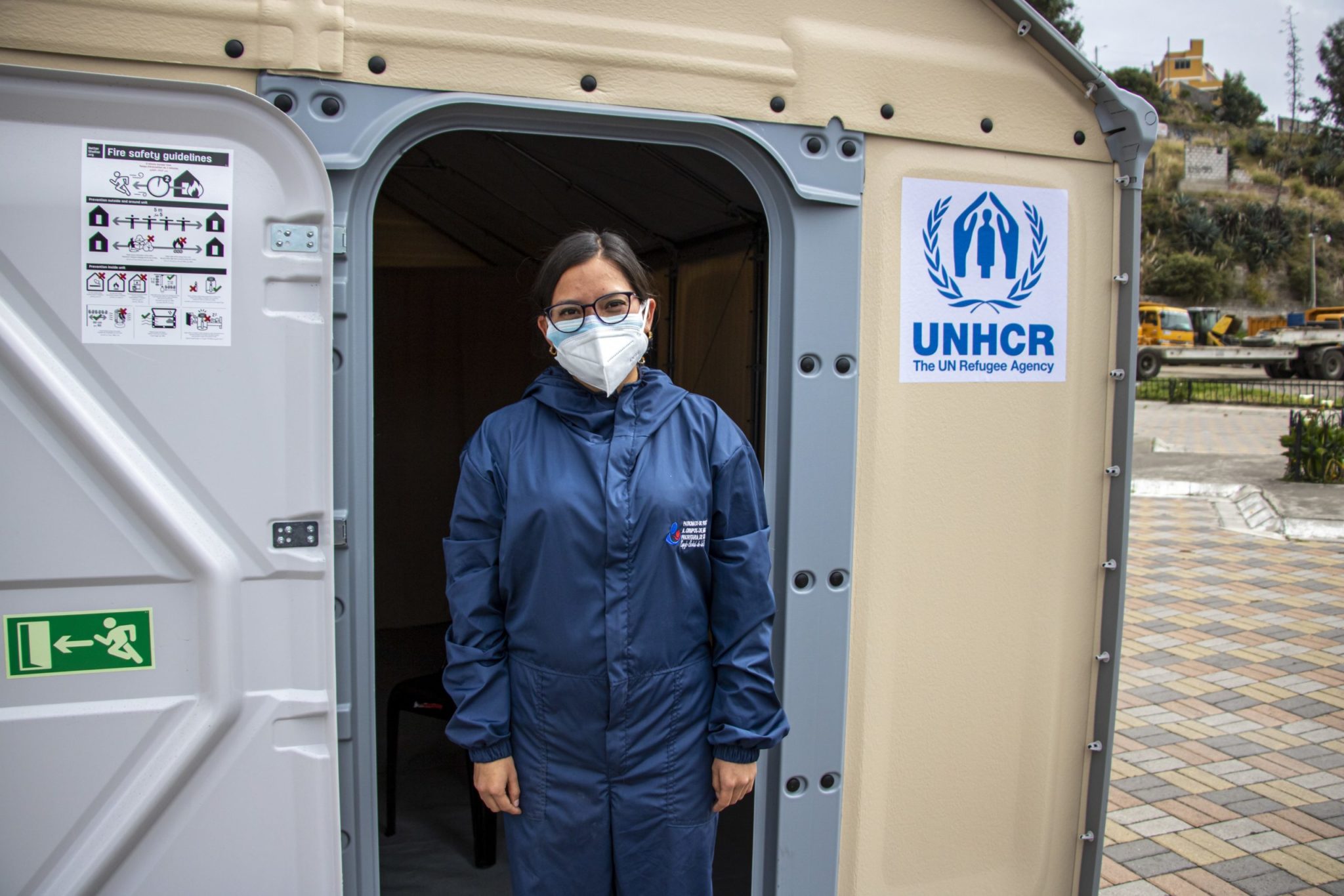 Ecuador. Local health worker treats patients in UNHCR Refugee Housing Unit