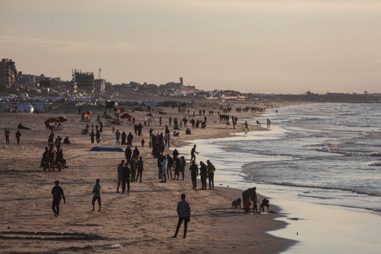 palestinians enjoy their mediterranean coastline